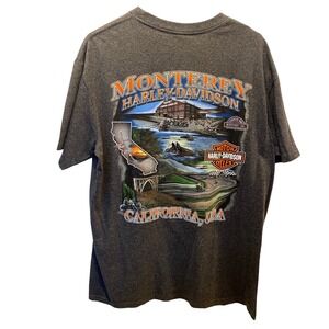 Harley Davidson Monterey California USA Graphic T‎ Shirt Men's Large Dark Gray